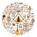 Camping and Hiking Wanderlust Icons Print Template