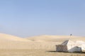 Camping huts and sand dunes Royalty Free Stock Photo
