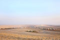 Camping huts and sand dunes of Qatar Royalty Free Stock Photo