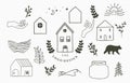 Camping icon collection with wild,natural,animal,flower,circle.Vector illustration for tattoo,accessories and interior