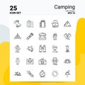 25 Camping Icon Set. 100% Editable EPS 10 Files. Business Logo Concept Ideas Line icon design Royalty Free Stock Photo