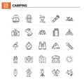 25 Camping icon set. vector background