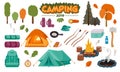 Camping Icon Set Vector Illustrations