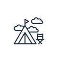 camping icon vector from travel concept. Thin line illustration of camping editable stroke. camping linear sign for use on web and Royalty Free Stock Photo