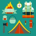 Camping icons set Royalty Free Stock Photo