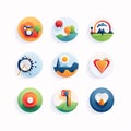 Camping icons set in flat style. Vector illustration for web design Royalty Free Stock Photo
