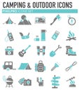 Camping icons set grey blue on white background for graphic and web design, Modern simple vector sign. Internet concept. Trendy Royalty Free Stock Photo