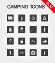 Camping icons set. Icon. Vector. Flat. Royalty Free Stock Photo