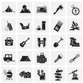 Camping icons set on squares background for graphic and web design, Modern simple vector sign. Internet concept. Trendy symbol for Royalty Free Stock Photo