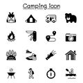 Camping icons set vector illustration graphic design Royalty Free Stock Photo