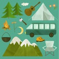 Camping icons set. Royalty Free Stock Photo