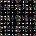 Camping 100 icons universal set for Royalty Free Stock Photo