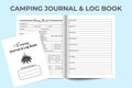 Camping information log book KDP interior. KDP interior notebook. Camp location information tracker journal template. Hiking and