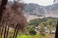 Camping inside active vulcano Solfatara Royalty Free Stock Photo