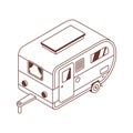 Camping Isometric Trailer in Line Art