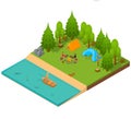 Camping Isometric View. Vector