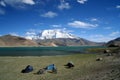 Camping at Kara Kul lake Royalty Free Stock Photo