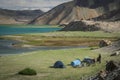 Camping at Kara Kul lake Royalty Free Stock Photo