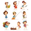 Camping Kids Icons Set Royalty Free Stock Photo