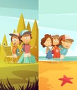 Camping Kids Vertical Banners Set Royalty Free Stock Photo