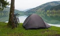 Camping by a lake