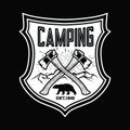Camping Lamp vintage Black and White Adventure Outdoor Logo Vector Royalty Free Stock Photo