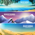 Camping Landscapes 3 Flat Banners Set