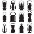 Camping Lantern Silhouettes Royalty Free Stock Photo