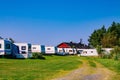 Camping life with caravans in nature park Royalty Free Stock Photo