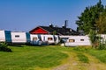 Camping life with caravans in nature park Royalty Free Stock Photo