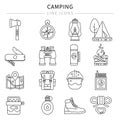 Camping Line Icon Set