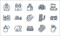 camping line icons. linear set. quality vector line set such as flask, cabin, lighter, power bank, bear, map, rope, camper van,