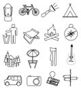 Camping line icons set