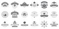 Camping logos templates vector design elements and silhouettes set Royalty Free Stock Photo