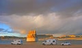 Camping - Lone Rock Beach - Lake Powell, Arizona Royalty Free Stock Photo