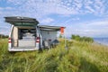 Camping with mobilhome with a beautiful coastal landscape