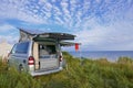 Camping with mobilhome with a beautiful coastal landscape