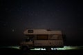 Night camping with motorhome Royalty Free Stock Photo