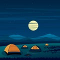 Camping on the Mountain Night Scene