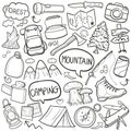 Camping Mountain Traditional Doodle Icons Sketch Hand Made Design Vector Royalty Free Stock Photo