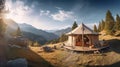 Camping in the mountains on a sunny day Royalty Free Stock Photo