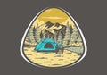 Camping in nature. Vintage outdoor illustration design