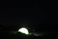 Camping at night in Balatou Yagour, 2150 meters above sea level, between the High Atlas Mountains, Morocco