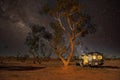 Camping at night in the Strzelecki desert.