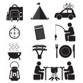 Camping And Outdoor Activity Icon Set Royalty Free Stock Photo