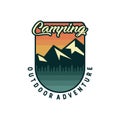 Camping outdoor adventure badge logo design vector retro style. Creative nature emblem illustration