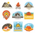 Camping Outdoor Adventures Logotypes Emblems Set
