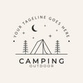 camping outdoor line art logo design vector