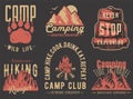 Camping outdoor wild adventure, forest camp fire Royalty Free Stock Photo