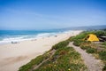 Camping on the Pacific Ocean coastal bluffs, Half Moon Bay, California